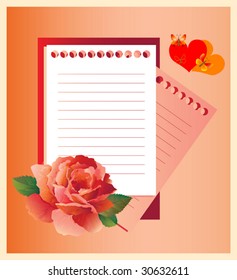 romantic letter with red rose
