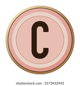 Romantic Letter “C” in Soft Pink and Gold Circle - Perfect for Valentine’s Day Gifts and Love-Themed Designs