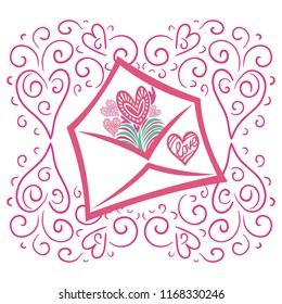 Romantic letter. Vector illustration