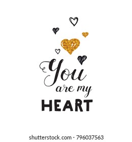 Romantic lettering card. Elegand and glitter calligraphy postcard or poster graphic design typography element. . vector illustration