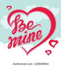 Romantic lettering greeting card for Valentine's Day. Vector lettering design element for cards, labels, decoration, posters.