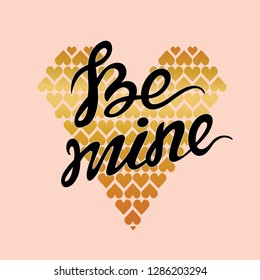 Romantic lettering greeting card for Valentine's Day. Vector lettering design element for cards, labels, decoration, posters.