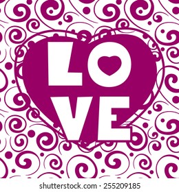 Romantic lettering wallpaper. Cute hand drawn text background with love words and hearts. Wedding invitation card in vector. Seamless pattern watercolor Love 