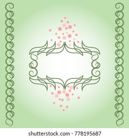 Romantic, light, fresh, unusual frame. Decorative ornament with leaves. Vector illustration