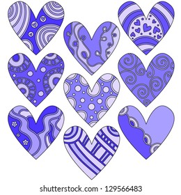 Romantic Lilac Valentine Vector Heart Collection