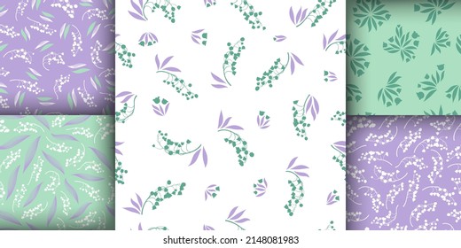 Romantic Lily of the Valley. Bud of Convallaria Majalis. Spring Flower Fabric. Lily of the Valley Seamless Pattern. Elegant Petal Decoration. Floral Texture. Lily of the Valley.