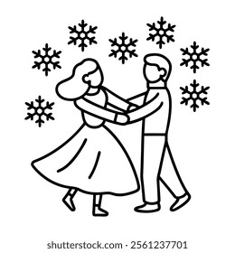 Romantic Line Art Dance Illustration.