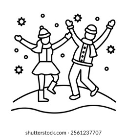 Romantic Line Art Dance Illustration.