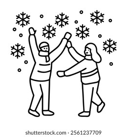 Romantic Line Art Dance Illustration.