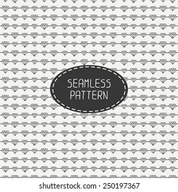 Romantic line seamless pattern with vintage hipster diamond. Beautiful vector background. Hand drawn doodles. Stylish graphic texture.