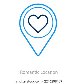 Romantic Location and location icon concept