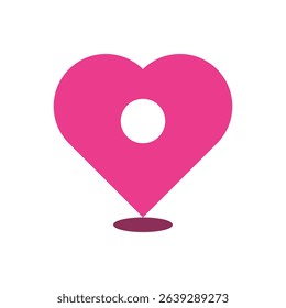 romantic location pin in the shape of a heart, perfect for dating apps, love maps, and wedding venues.