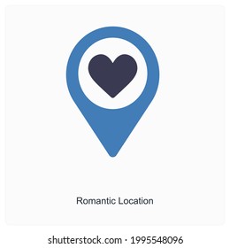 Romantic Location or Spot Icon Concept