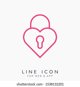 Romantic lock vector line icon.