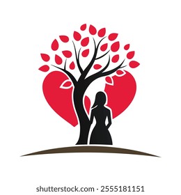 A romantic valentine’s logo art illustration for a girl