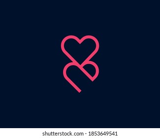 Romantic logo design features letter 'e' with heart shape linked with each other in simple idea. Great logo for gifts store , romantic app, beauty salon, cosmetic products, etc.