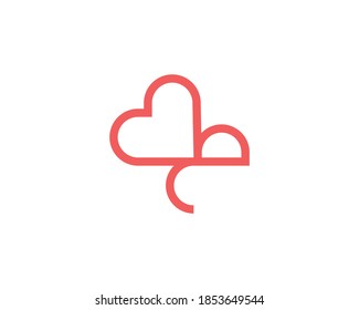 Romantic logo design features letter 'e' with heart shape linked with each other in simple idea. Great logo for gifts store , romantic app, beauty salon, cosmetic products, etc.