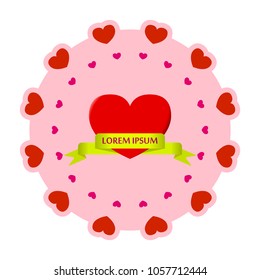 Romantic logo, heart, vector logotype illlustration. Vector Heart logo shape frame with brush painting isolated on white background. Heart logotype.
