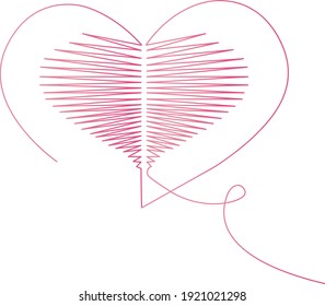 romantic logo line, sewn heart