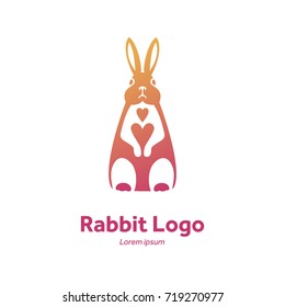 romantic logo, rabbit with a heart on his chest