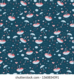 romantic love background with heart and umbrella.vector illustration