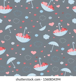 romantic love background with heart and umbrella.vector illustration