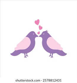 Romantic love bird on white background. Vector object design element for Valentine's day.