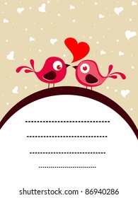 romantic love birds concept background greeting card vector