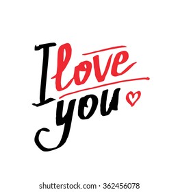 Romantic and love card template. Calligraphic phrase "I love you". Vector illustration for design invitation, wedding card, poster