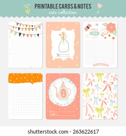Romantic and love cards, notes, stickers, labels, tags with Spring illustrations. Template for scrapbooking, wrapping, congratulations, invitations.
