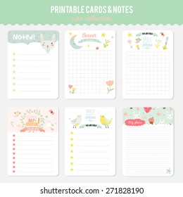 Romantic and love cards, notes, stickers, labels, tags with Spring illustrations. Template for scrapbooking, wrapping, congratulations, invitations.