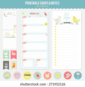 Romantic and love cards, notes, stickers, labels, tags with Spring illustrations. Template for scrapbooking, wrapping, congratulations, invitations.