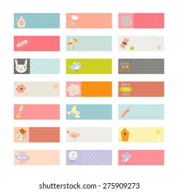 Tarjetas románticas y amorosas, notas, etiquetas, etiquetas, etiquetas con ilustraciones de primavera. Plantilla para scrapbooking, envoltura, felicitaciones, invitaciones.