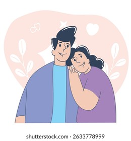 Romantic Love Concept Flat Vector Illustration Style