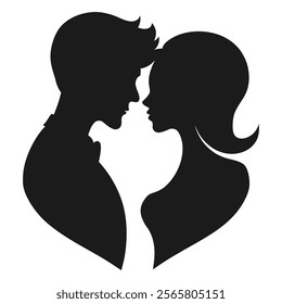 Romantic Love Couple Silhouette Icon - Symbolizing Love and Togetherness