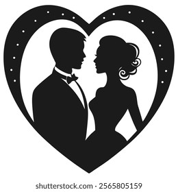 Romantic Love Couple Silhouette Icon - Symbolizing Love and Togetherness