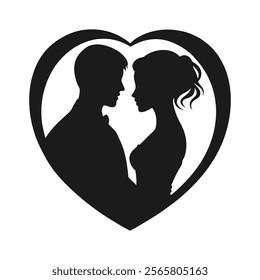 Romantic Love Couple Silhouette Icon - Symbolizing Love and Togetherness