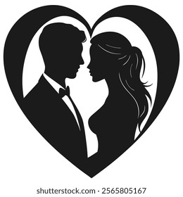 Romantic Love Couple Silhouette Icon - Symbolizing Love and Togetherness