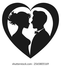 Romantic Love Couple Silhouette Icon - Symbolizing Love and Togetherness