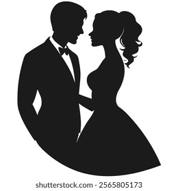 Romantic Love Couple Silhouette Icon - Symbolizing Love and Togetherness