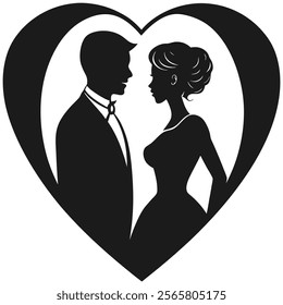 Romantic Love Couple Silhouette Icon - Symbolizing Love and Togetherness