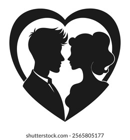 Romantic Love Couple Silhouette Icon - Symbolizing Love and Togetherness