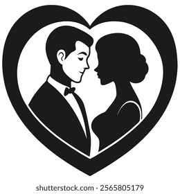 Romantic Love Couple Silhouette Icon - Symbolizing Love and Togetherness