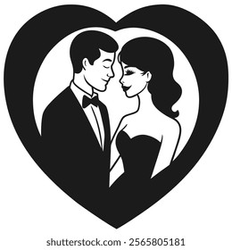 Romantic Love Couple Silhouette Icon - Symbolizing Love and Togetherness