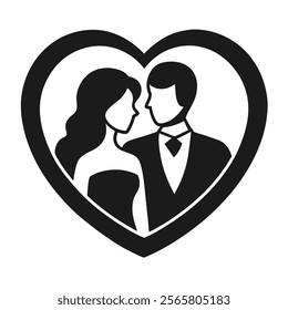 Romantic Love Couple Silhouette Icon - Symbolizing Love and Togetherness