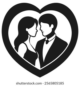 Romantic Love Couple Silhouette Icon - Symbolizing Love and Togetherness