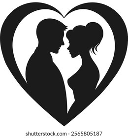 Romantic Love Couple Silhouette Icon - Symbolizing Love and Togetherness