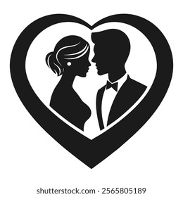 Romantic Love Couple Silhouette Icon - Symbolizing Love and Togetherness