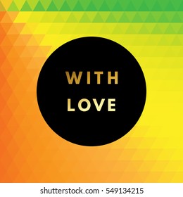Romantic love creative, printable journaling, wedding day greeting card. Gold minimal logo in frame on abstract background Vintage modern design for banner, poster, flyer, package template.