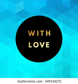 Romantic love creative, printable journaling, wedding day greeting card. Gold minimal logo in frame on abstract background Vintage modern design for banner, poster, flyer, package template.